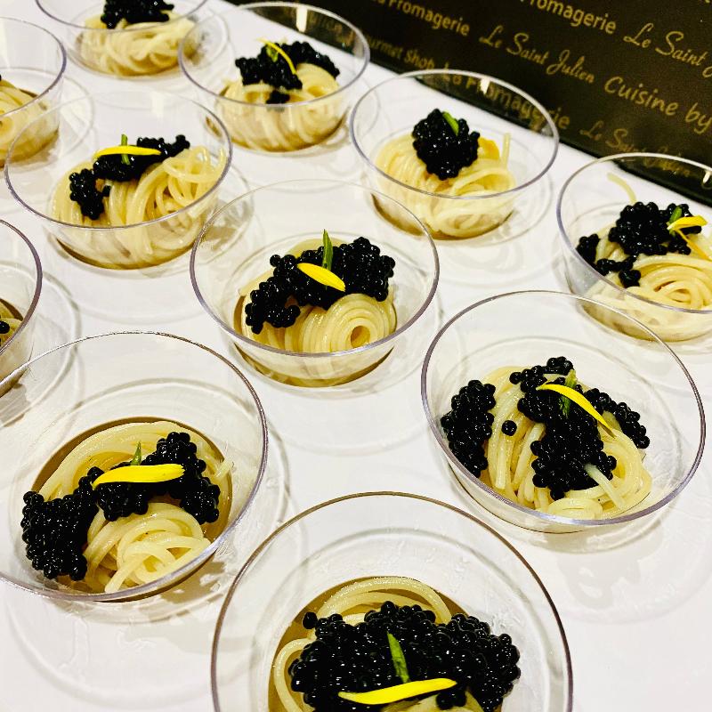 Chilled Angel Hair Pasta with Avruga Caviar (1 Dozen)