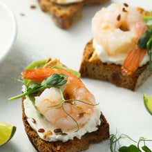 Load image into Gallery viewer, Canapé - Prawn with Cocktail Cream on Soft Toast
