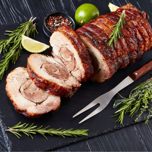 Roasted Pancetta Pork Belly with Chorizo Stuffing (1.2kg)