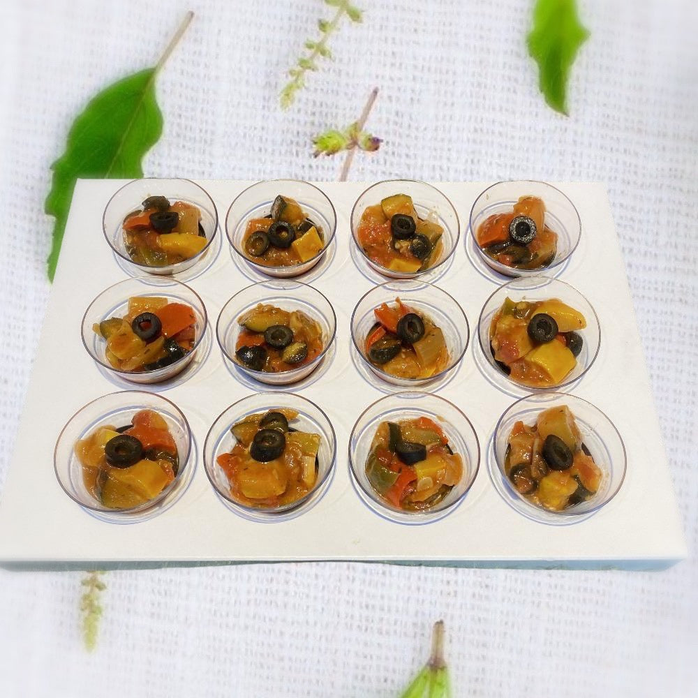 Canapés - Vegetable Ratatouille with Olive and Basil