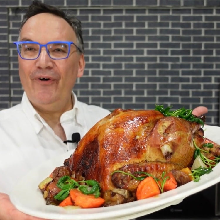 Roasted Whole Turkey, 4kg with Garnish (Prepare Hot Only) - Presented on a Ceramic Platter Plate - served up to 14 persons