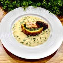 Load image into Gallery viewer, Salmon &quot;Coulibiac&quot; Wellington in Pastry with White Wine Sauce
